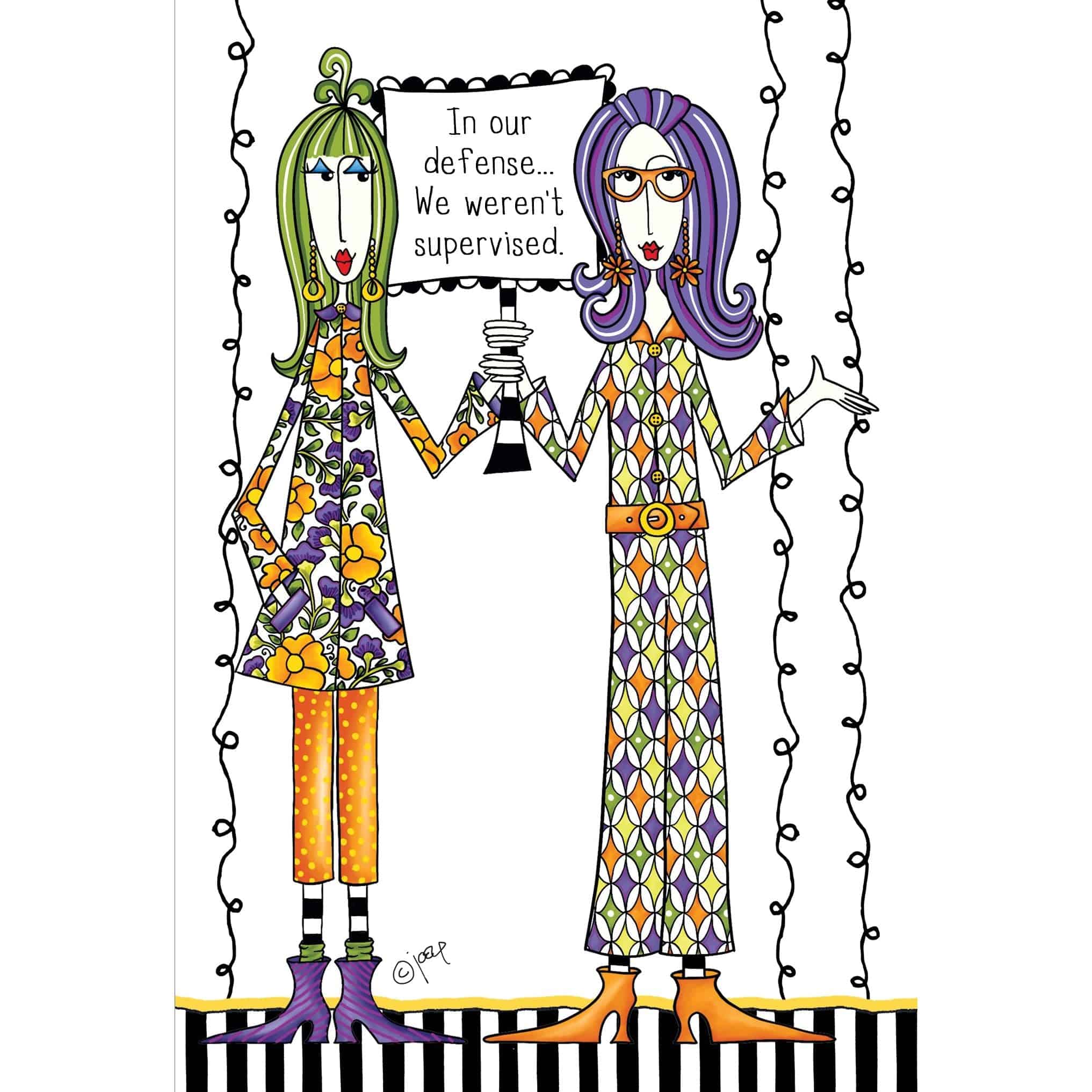 Pictura In Our Defense birthday card featuring Dolly Mamas design, colorful illustration on the front for everyday greeting cards.